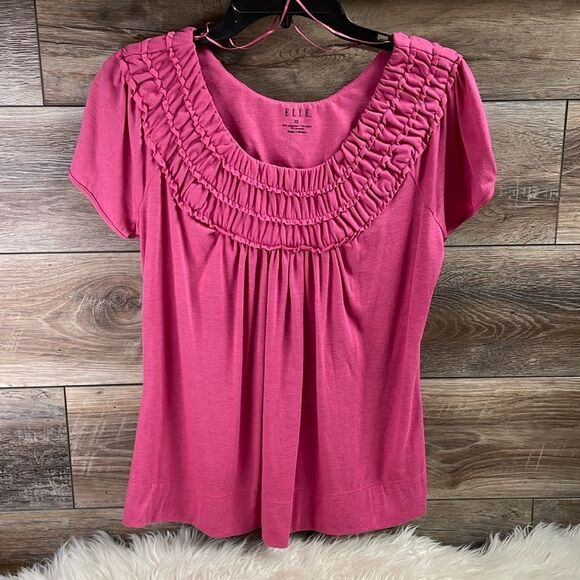 Elle Ladies Tiered Scoop Neckline Top, Ladies Size XS, Dusty Rose Pink - Picture 1 of 5